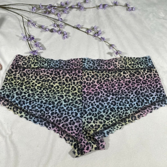 NEW Hanky Panky [ PLUS 3X ] Signature‎ Cheetah Rainbow Lace Boyshorts Panty - Picture 9 of 12